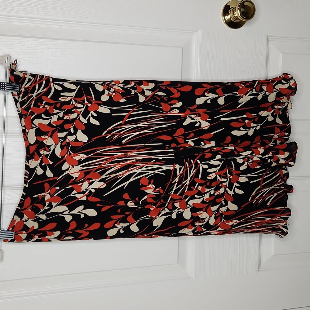 Vintage Ann Taylor silk midi skirt fully lined black orange cream size 6